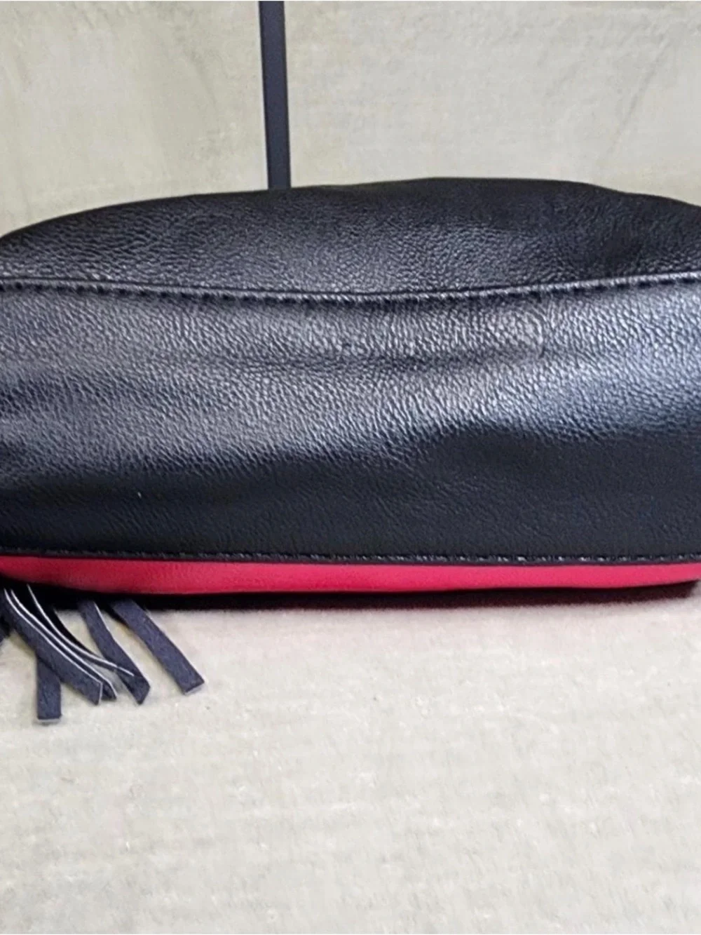 Betsey Johnson Black & Hot Pink Striped Tote with Star Tassel